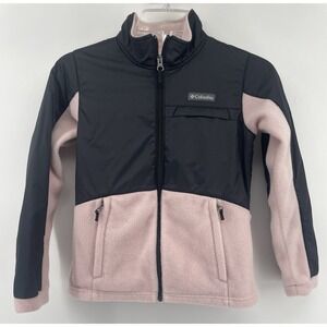 Columbia Girls' Benton Springs IV Overlay Fleece Jacket Pink/ Black Size Medium